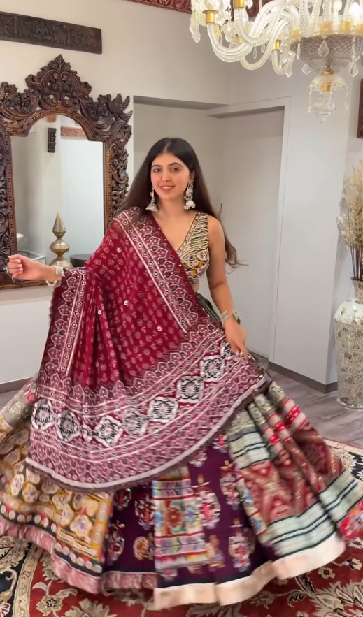 "Designer Navratri Special Multicolor Embroidered Chaniya Choli with Bandhani Dupatta"