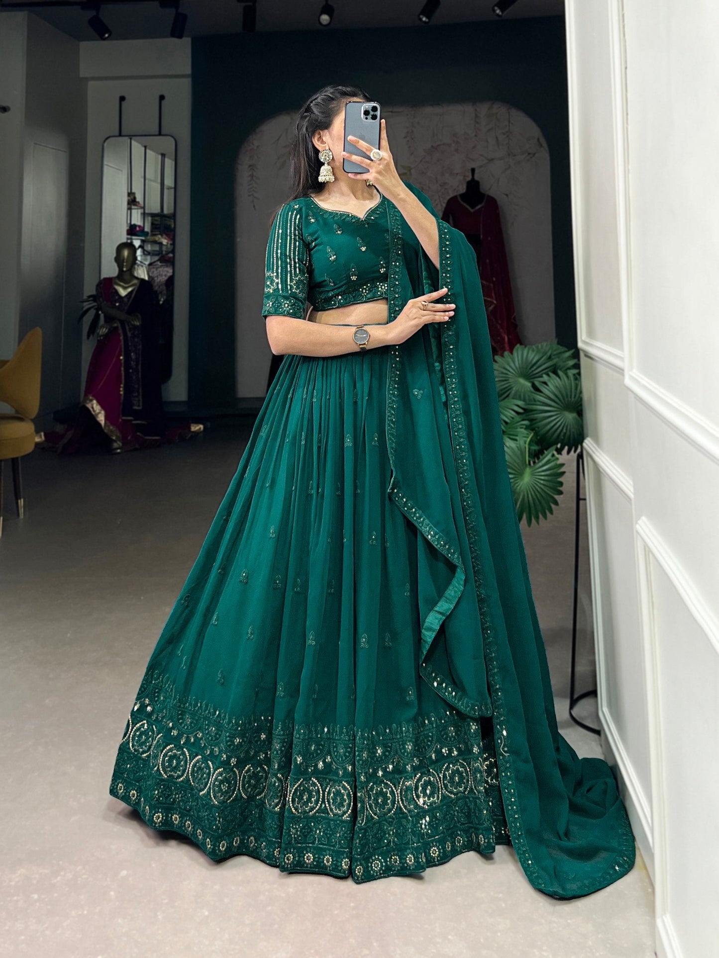 SUHANA GREEN COLORED GEORGETTE LEHENGA CHOLI