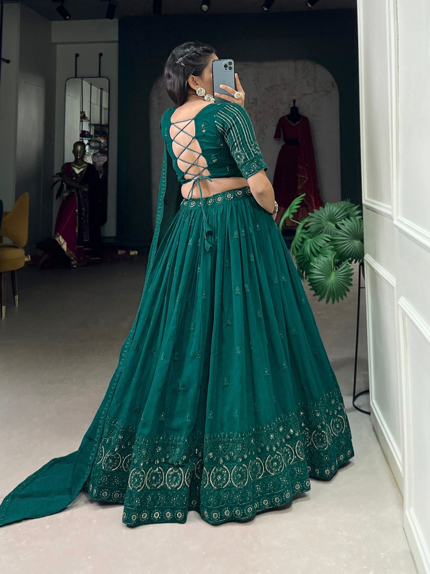 SUHANA GREEN COLORED GEORGETTE LEHENGA CHOLI