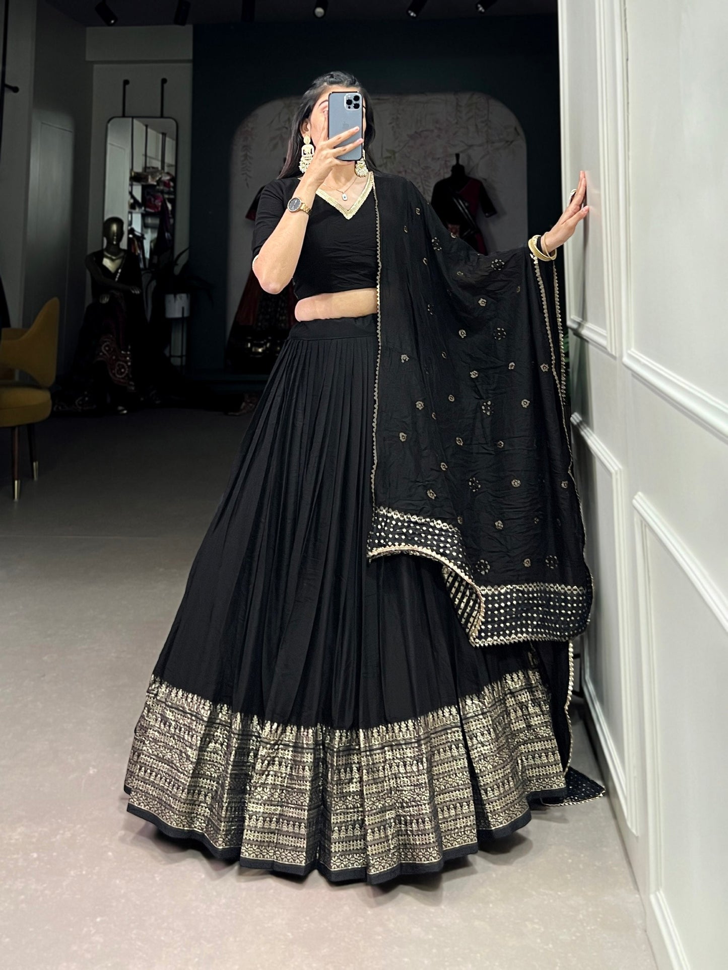 PURE CHANDERI PLAIN LEHENGA CHOLI