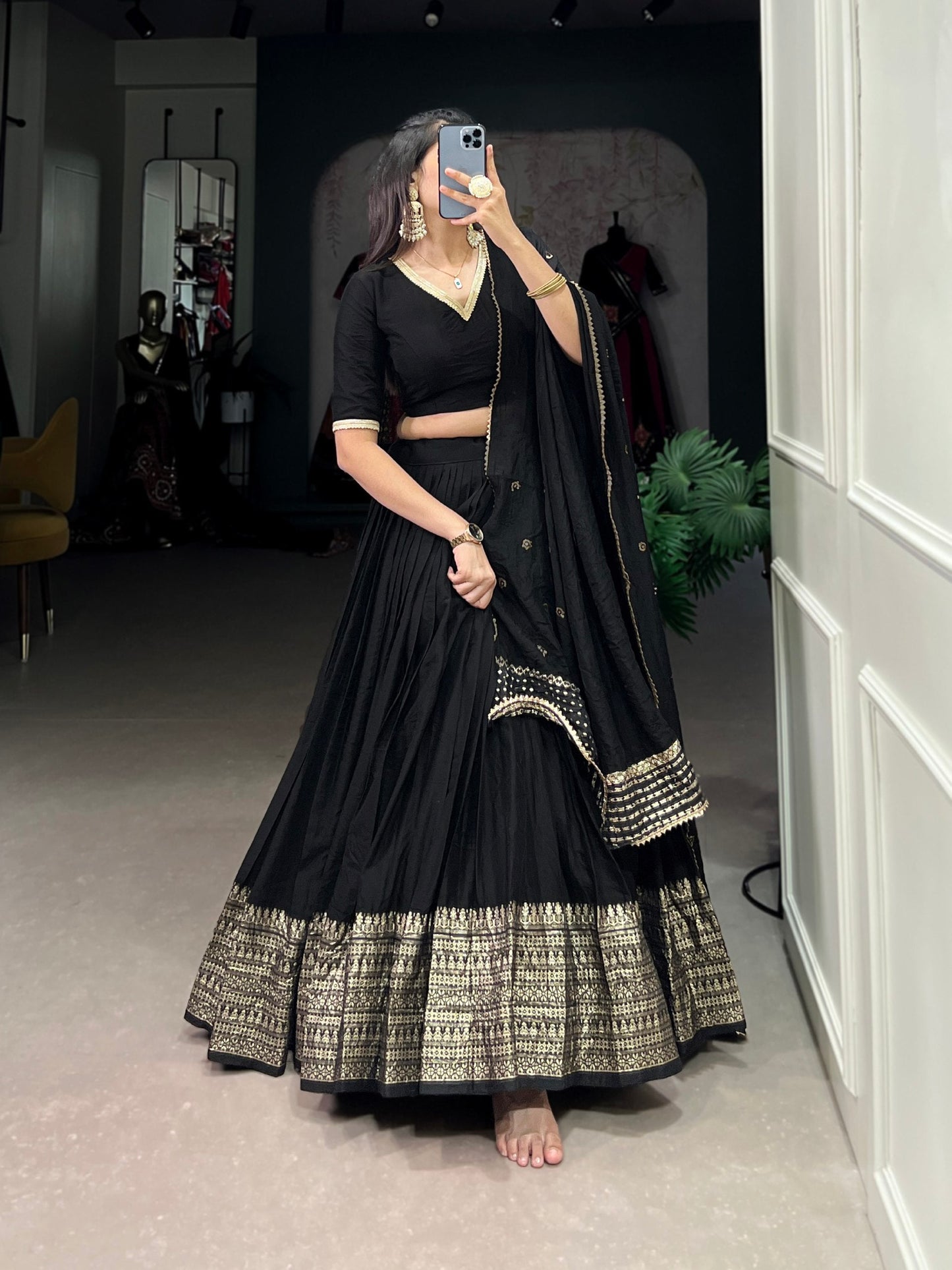 PURE CHANDERI PLAIN LEHENGA CHOLI