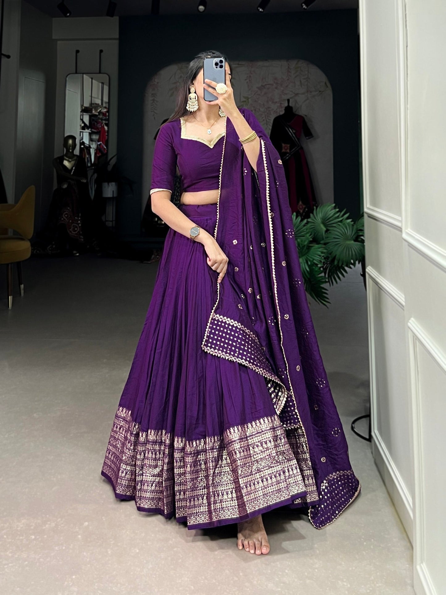 PURE CHANDERI PLAIN LEHENGA CHOLI