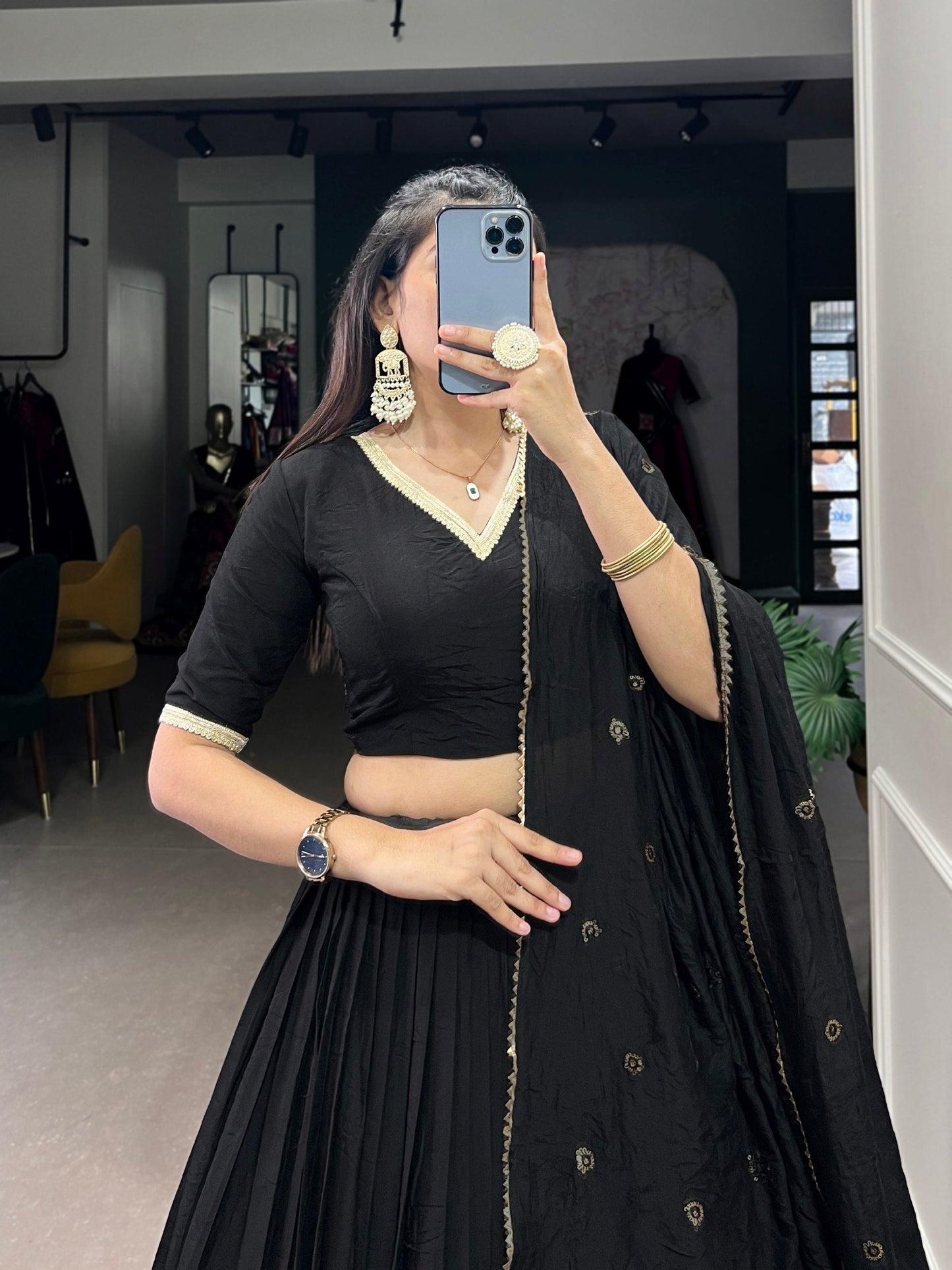 PURE CHANDERI PLAIN LEHENGA CHOLI