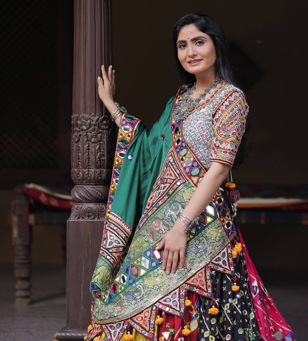 Traditional Handcrafted Mirror Work Lehanga Choli Set
