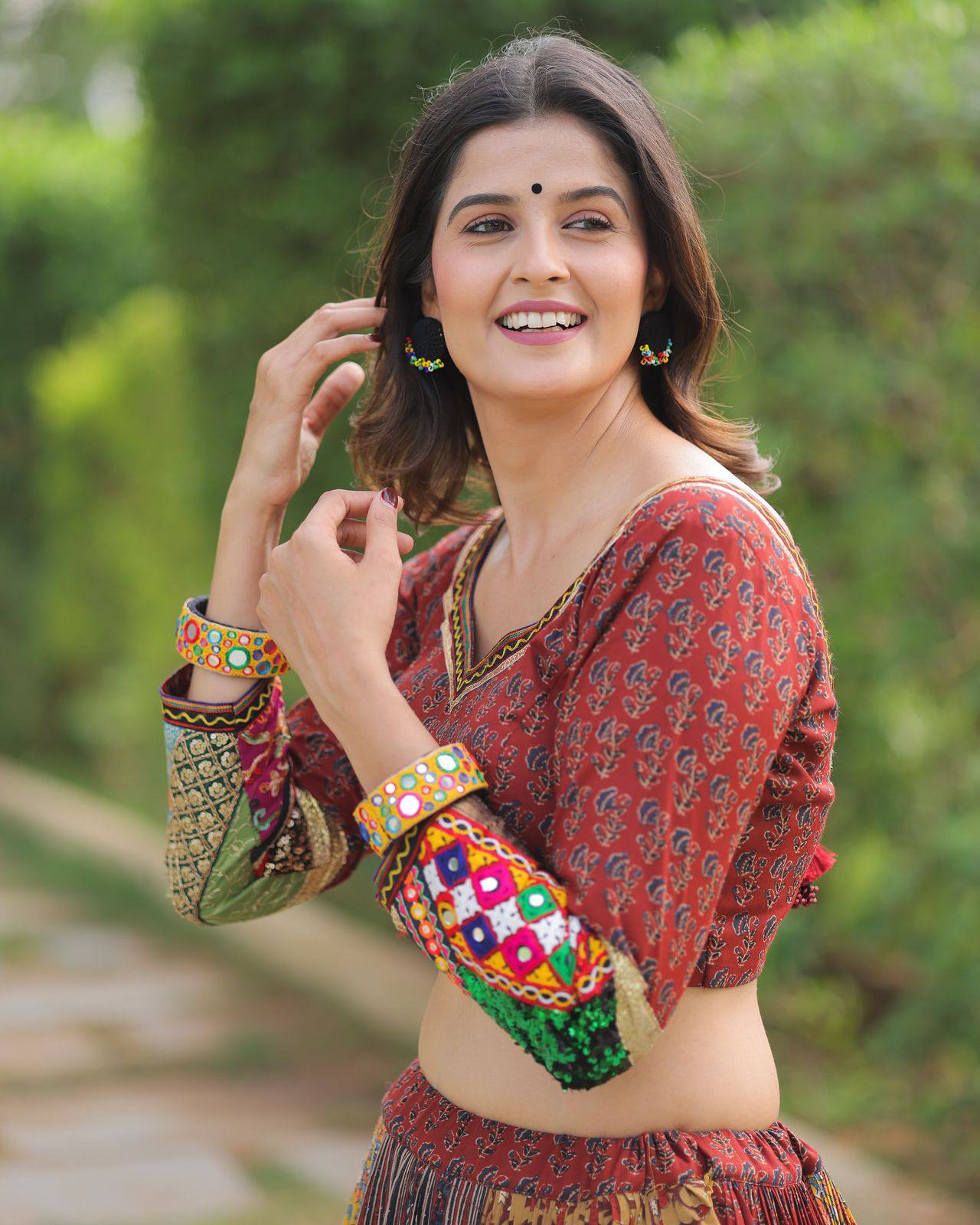 Threaded Dreams on Muslin Navratri Lehanga Choli Set