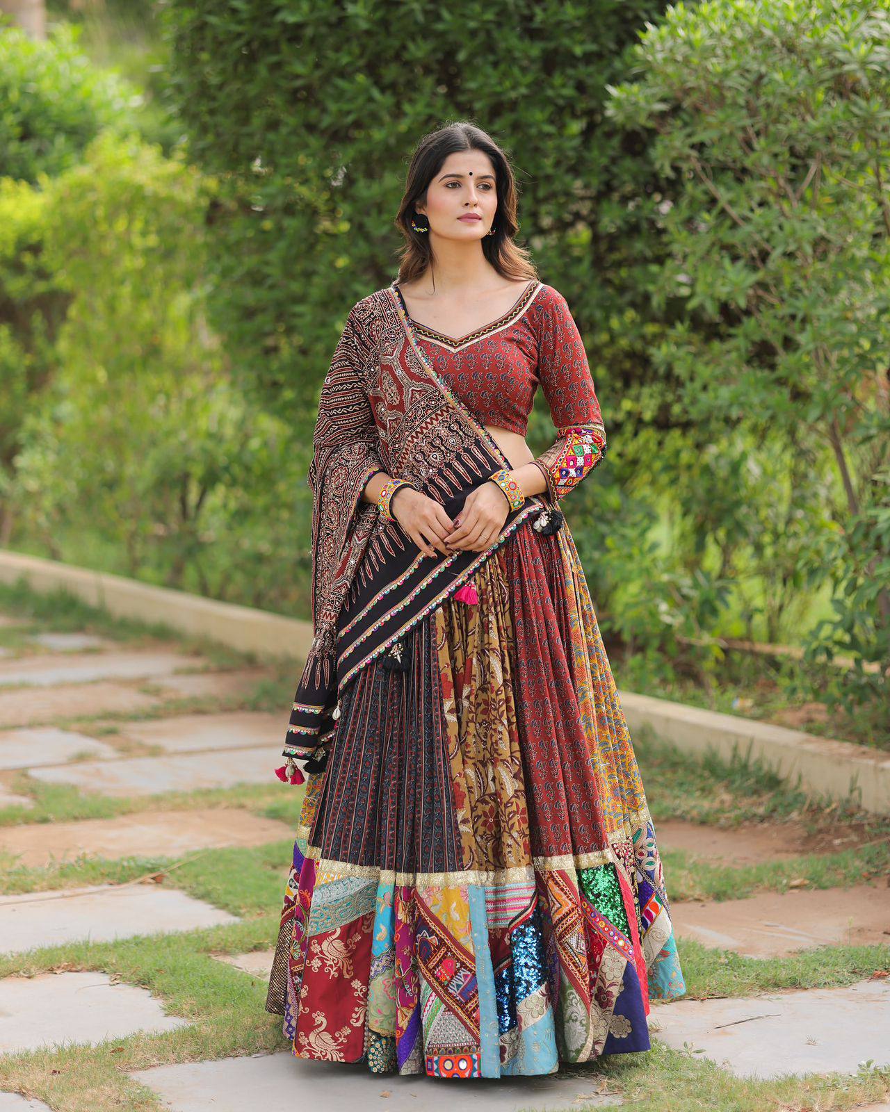 Threaded Dreams on Muslin Navratri Lehanga Choli Set