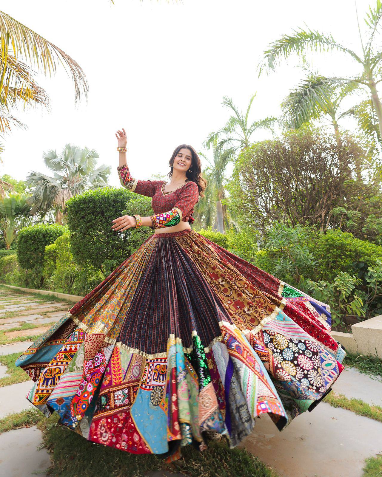 Threaded Dreams on Muslin Navratri Lehanga Choli Set