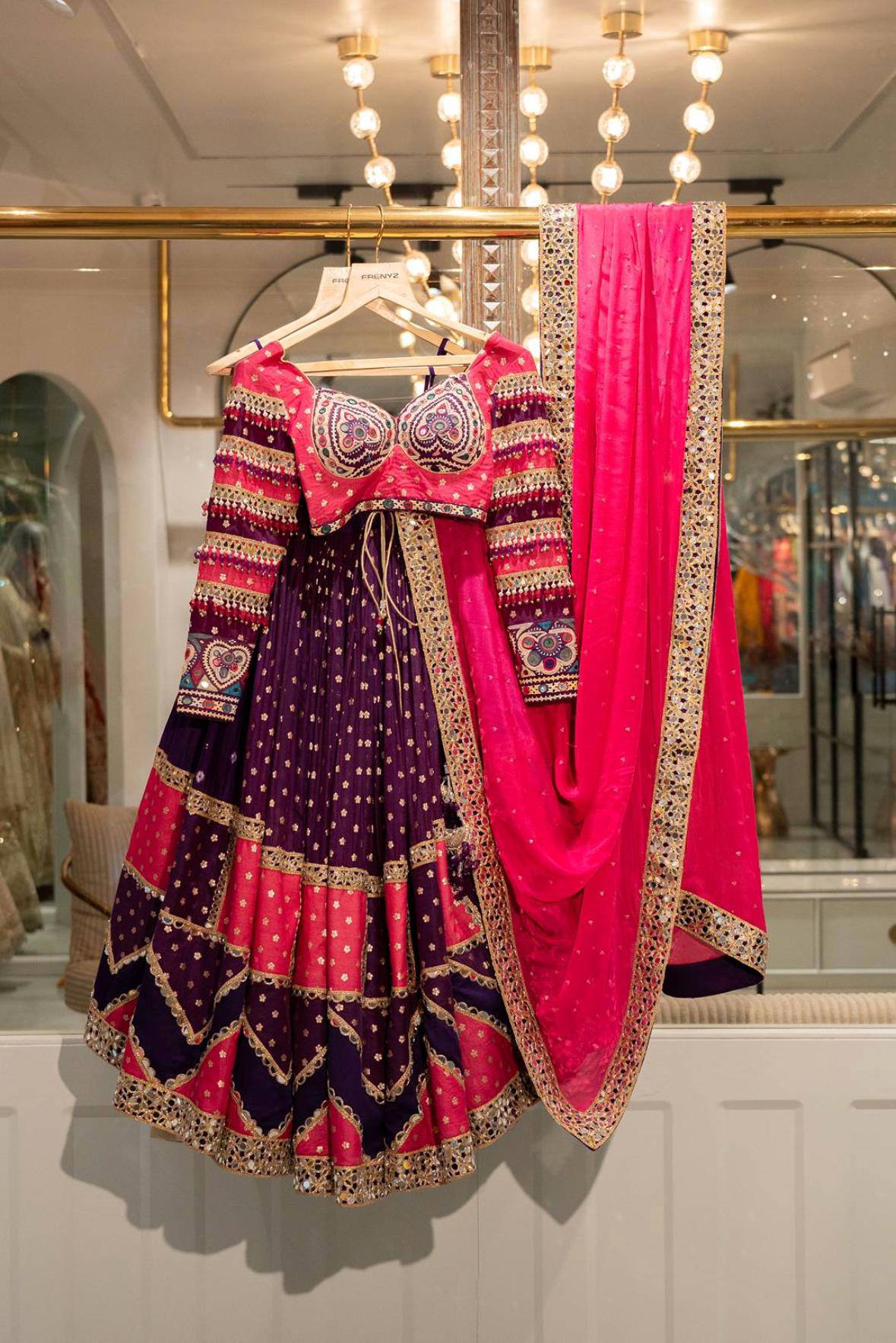 Mirror Work Muslin Delight Navratri Lehanga Choli Set