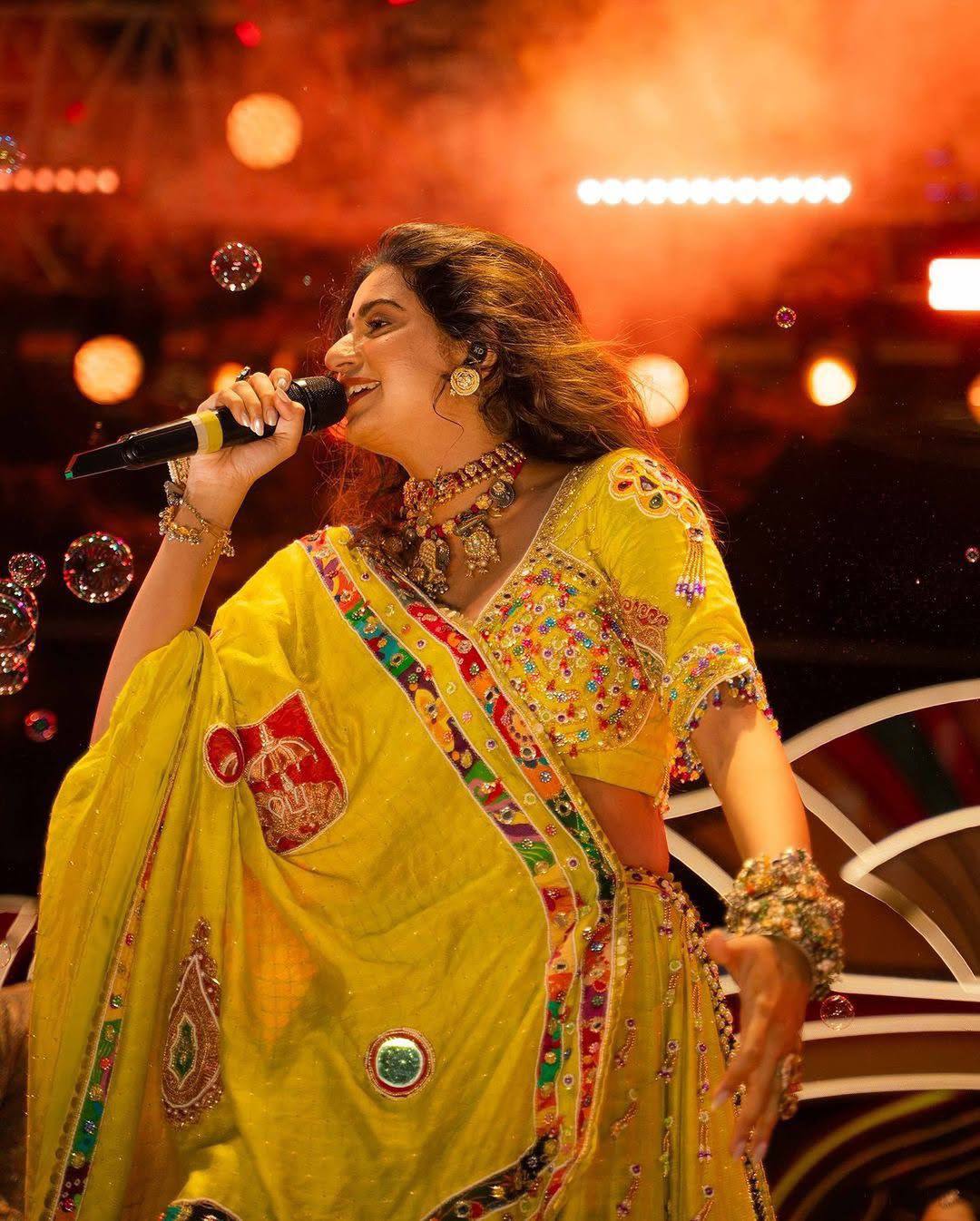 Golden Glow of Garba Nights With Twirling in Tradition & Elegance Lehanga Choli Set