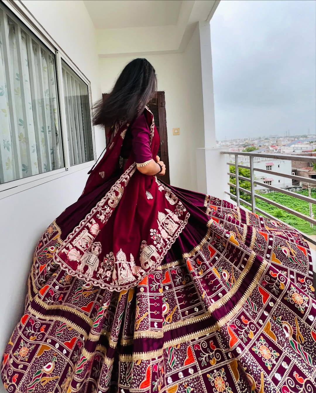 Maroon Majesty Twirling in the Charm of Tradition & Grace Lehanga Choli Set