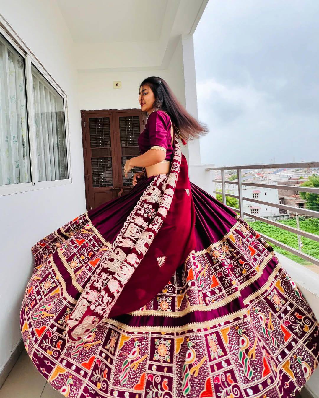 Maroon Majesty Twirling in the Charm of Tradition & Grace Lehanga Choli Set