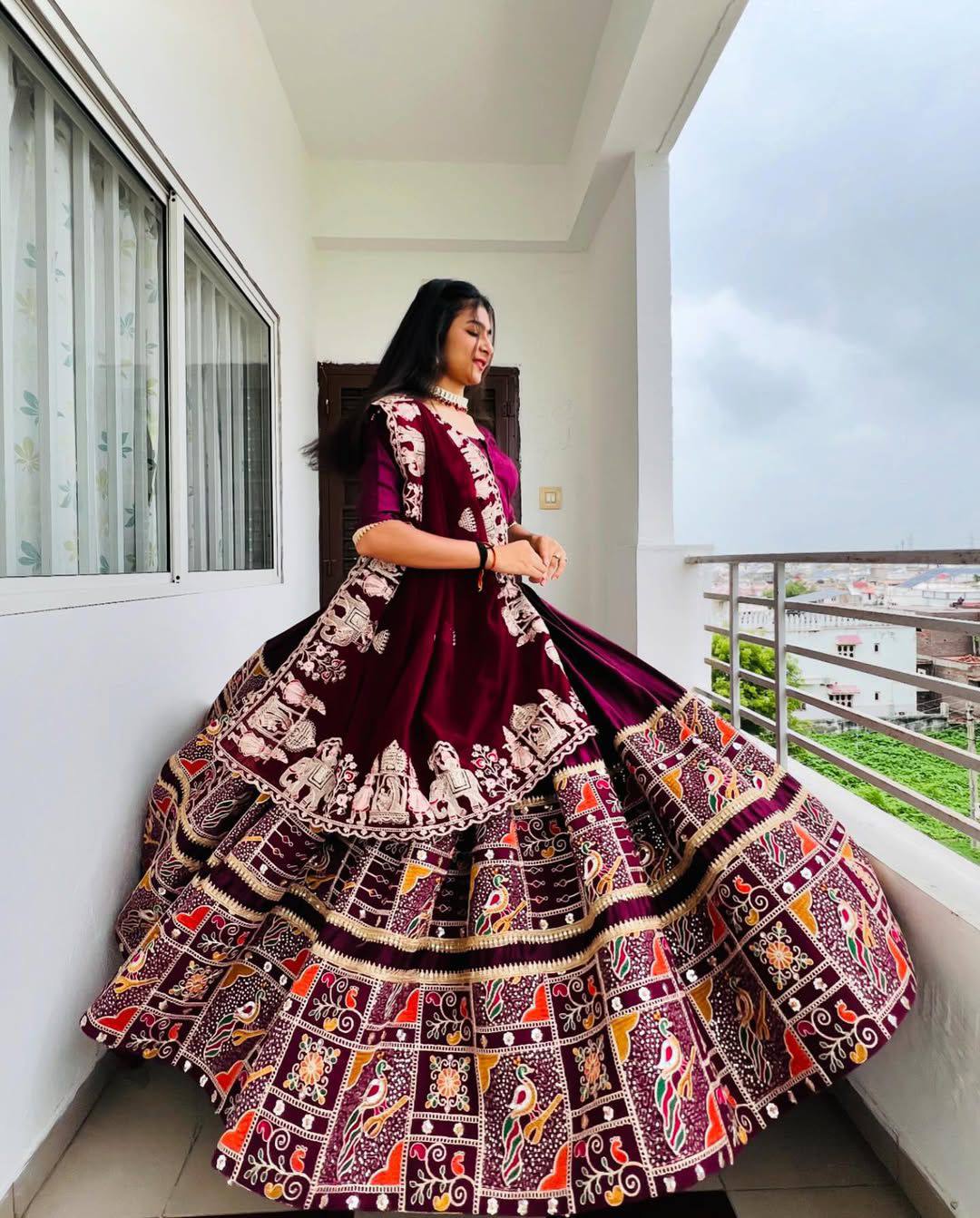 Maroon Majesty Twirling in the Charm of Tradition & Grace Lehanga Choli Set