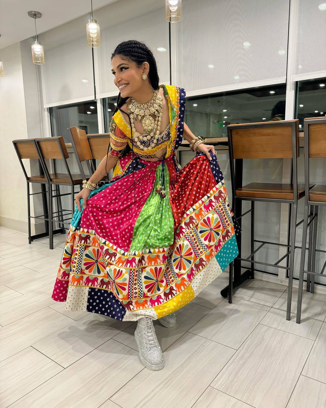"Fusion of Tradition & Trend Colorful Garba Vibes with a Modern Twist Lehanga Choli Set