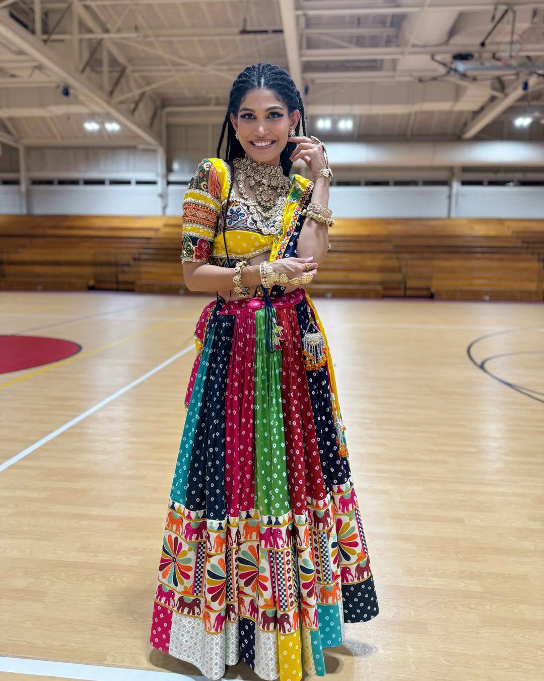 "Fusion of Tradition & Trend Colorful Garba Vibes with a Modern Twist Lehanga Choli Set