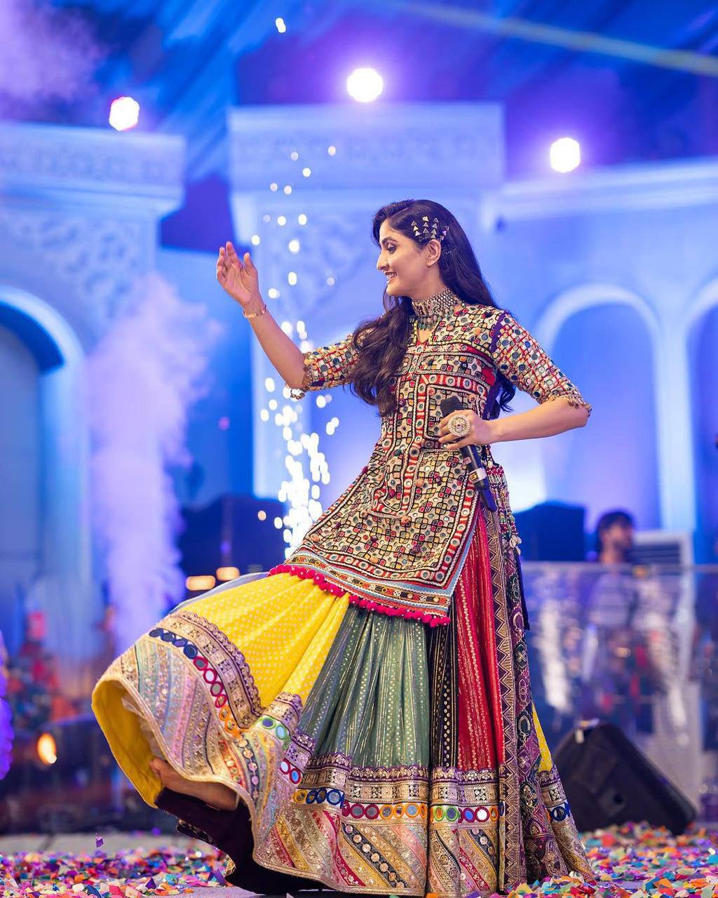 Graceful Spin in Vibrant Patchwork Elegance Navratri Lehanga Choli Set
