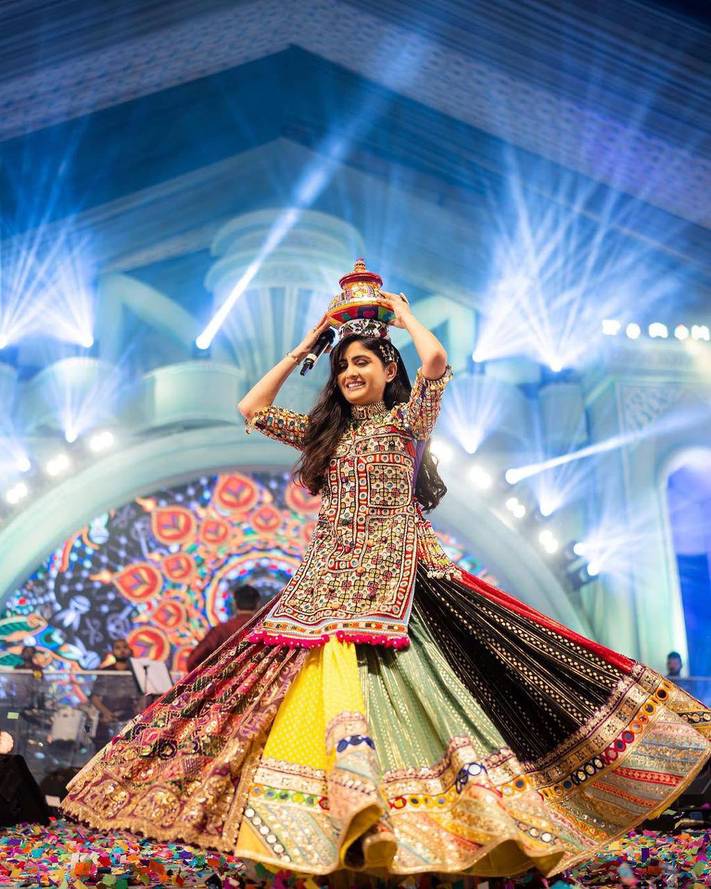 Graceful Spin in Vibrant Patchwork Elegance Navratri Lehanga Choli Set