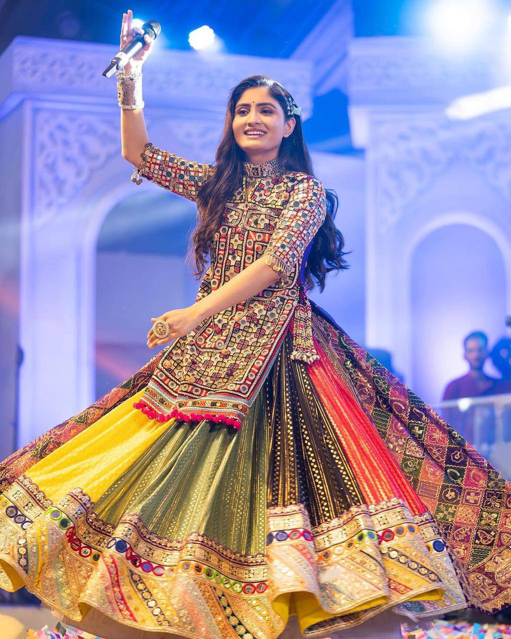 Graceful Spin in Vibrant Patchwork Elegance Navratri Lehanga Choli Set