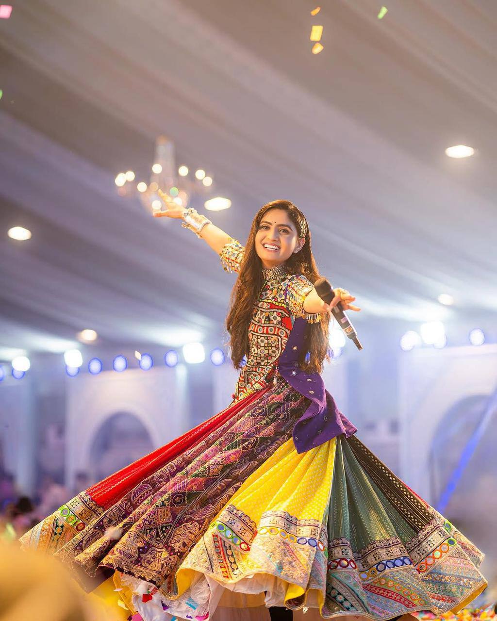 Graceful Spin in Vibrant Patchwork Elegance Navratri Lehanga Choli Set