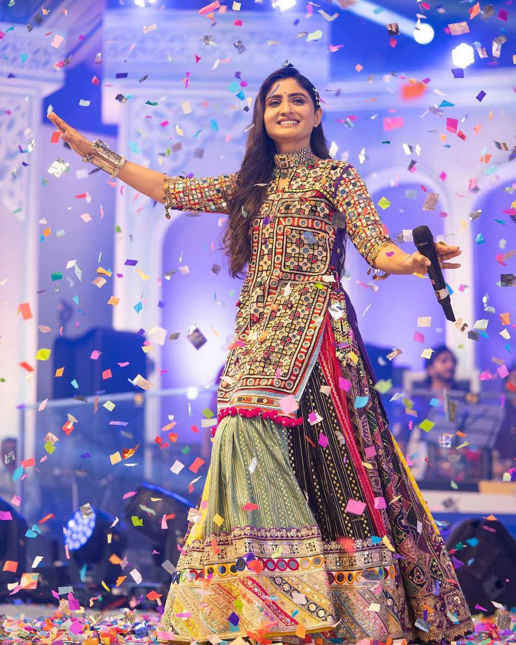 Graceful Spin in Vibrant Patchwork Elegance Navratri Lehanga Choli Set