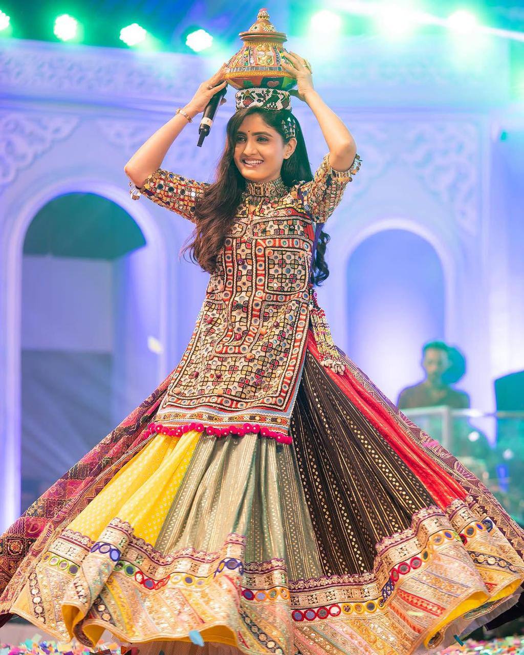 Graceful Spin in Vibrant Patchwork Elegance Navratri Lehanga Choli Set