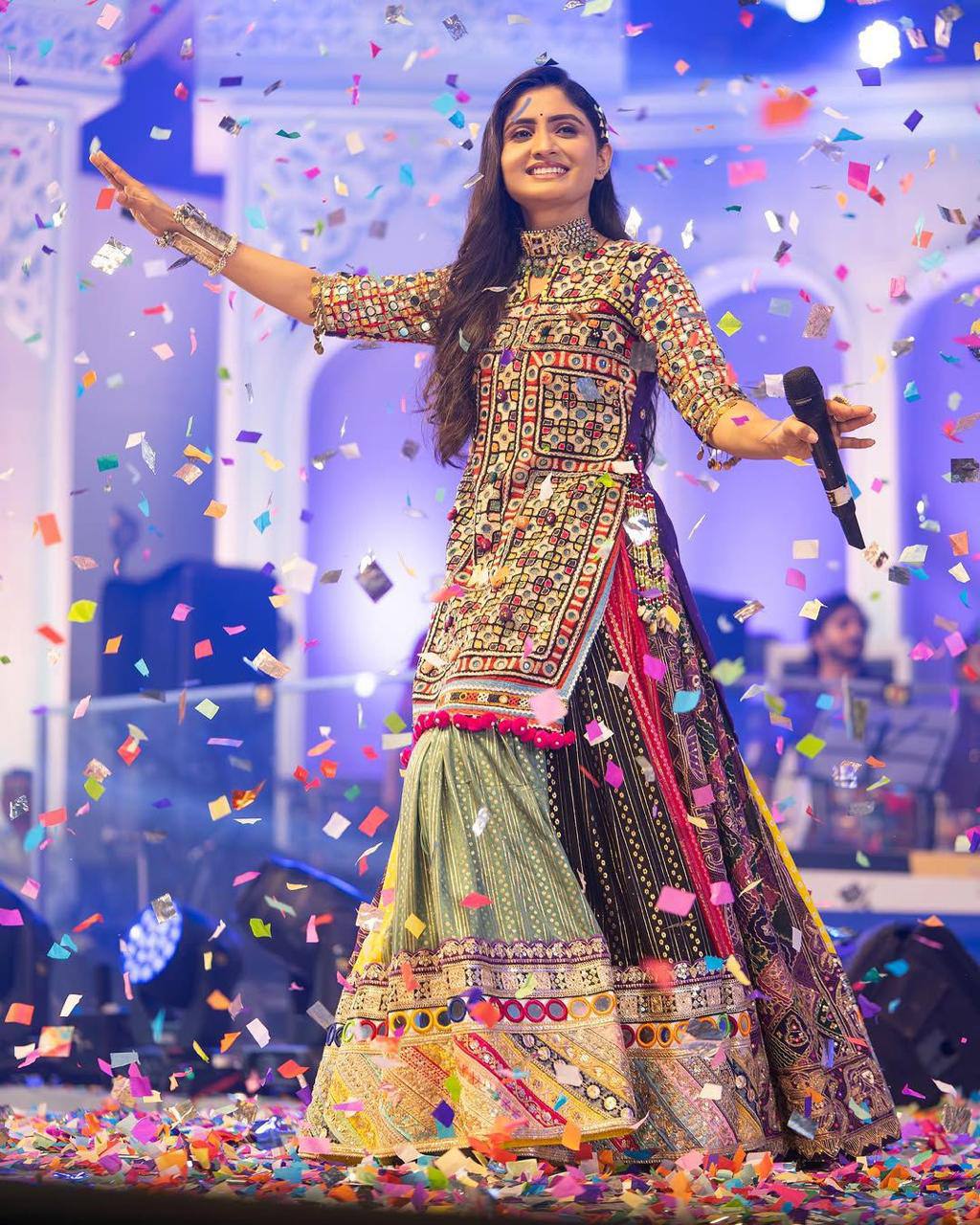 Graceful Spin in Vibrant Patchwork Elegance Navratri Lehanga Choli Set