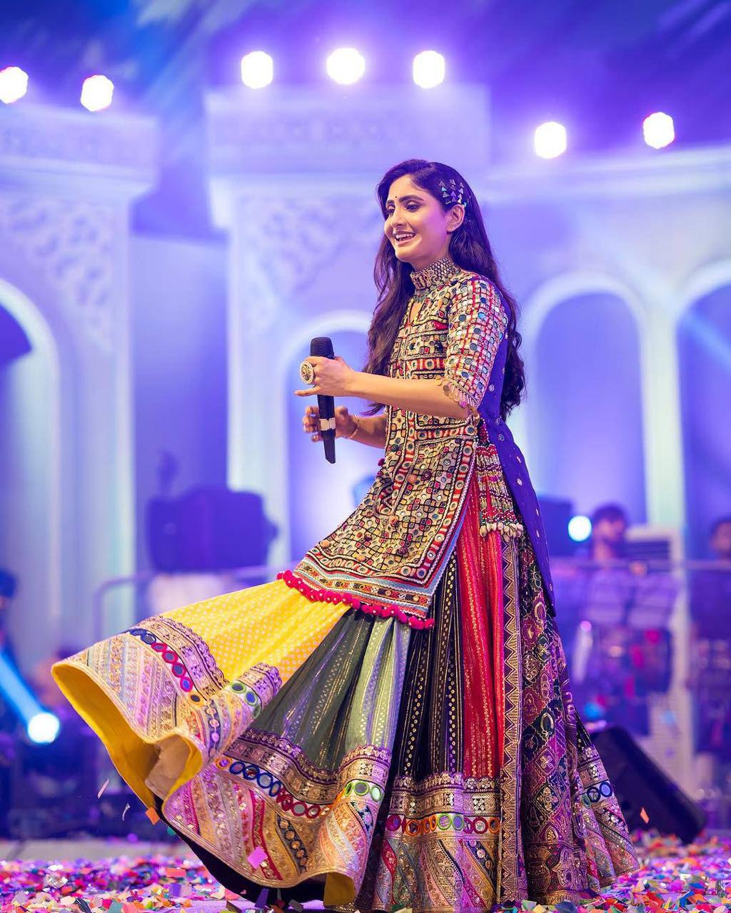 Graceful Spin in Vibrant Patchwork Elegance Navratri Lehanga Choli Set