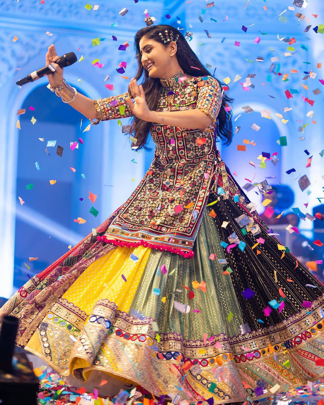 Graceful Spin in Vibrant Patchwork Elegance Navratri Lehanga Choli Set