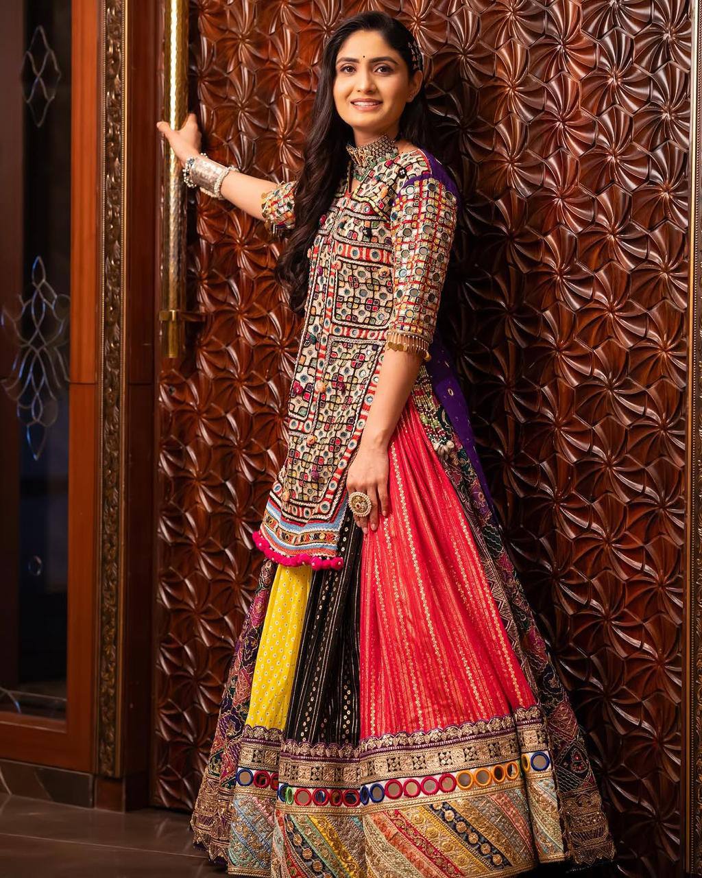 Graceful Spin in Vibrant Patchwork Elegance Navratri Lehanga Choli Set