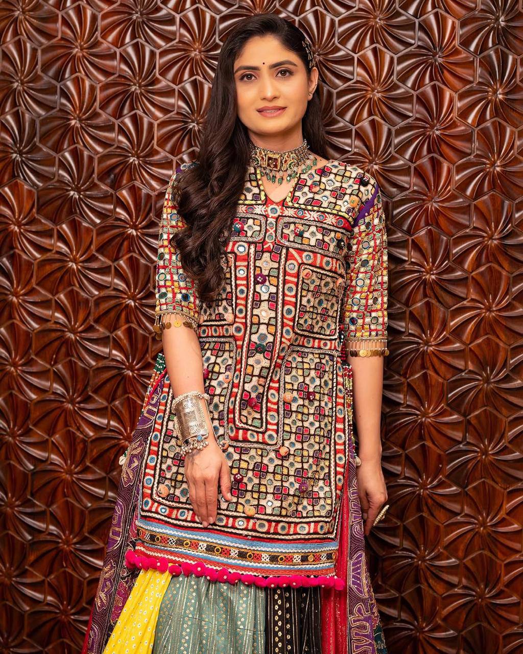Graceful Spin in Vibrant Patchwork Elegance Navratri Lehanga Choli Set