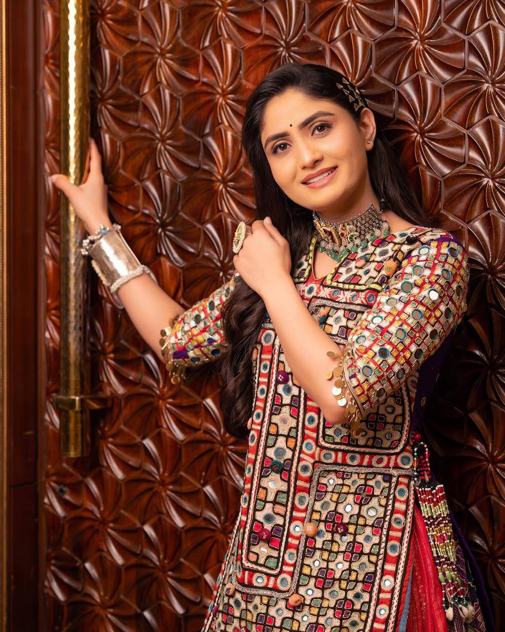 Graceful Spin in Vibrant Patchwork Elegance Navratri Lehanga Choli Set