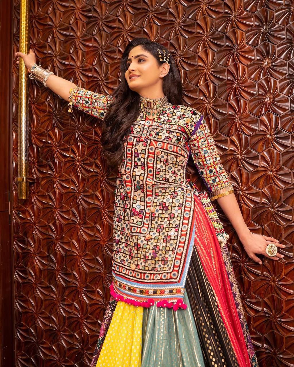 Graceful Spin in Vibrant Patchwork Elegance Navratri Lehanga Choli Set