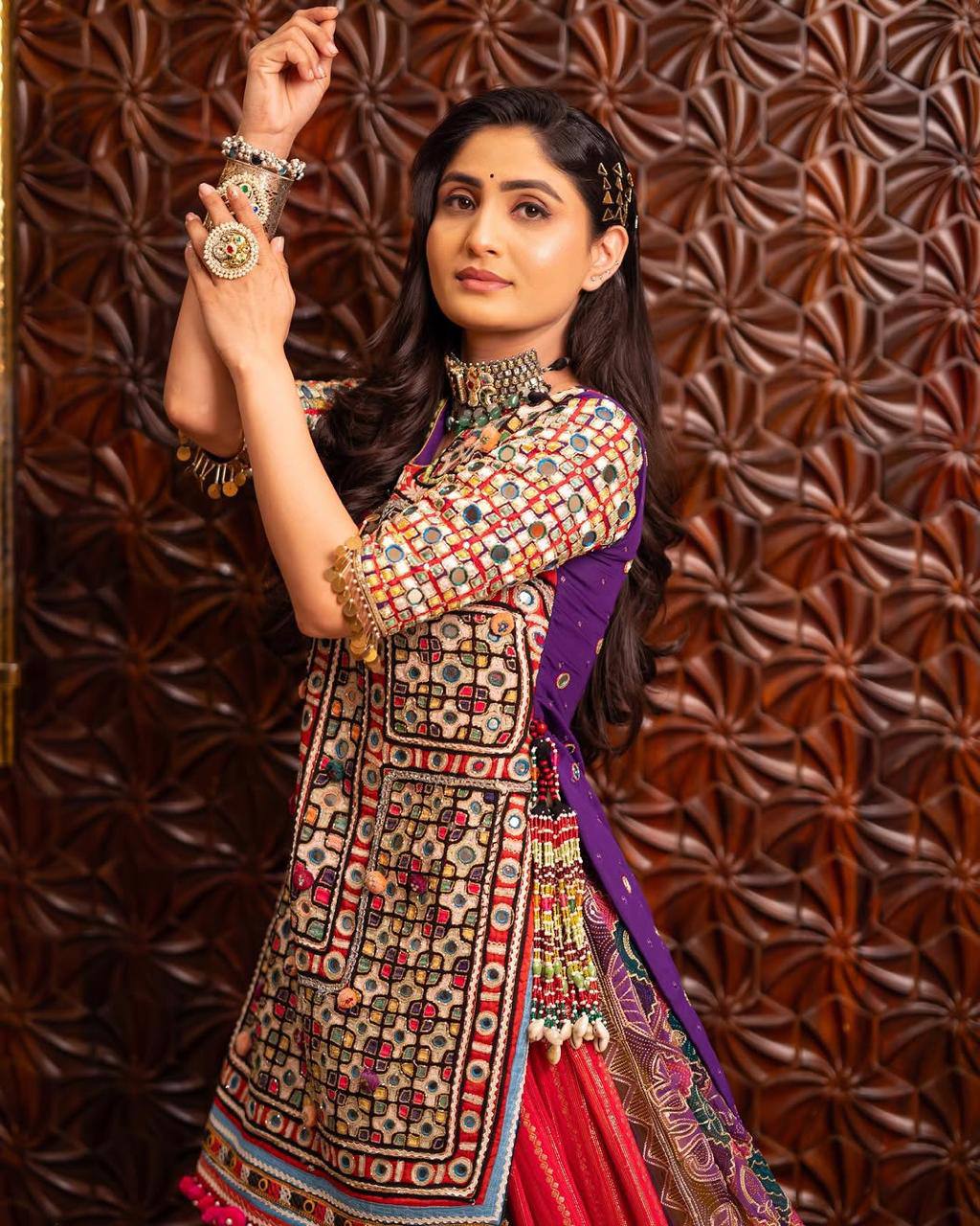 Graceful Spin in Vibrant Patchwork Elegance Navratri Lehanga Choli Set