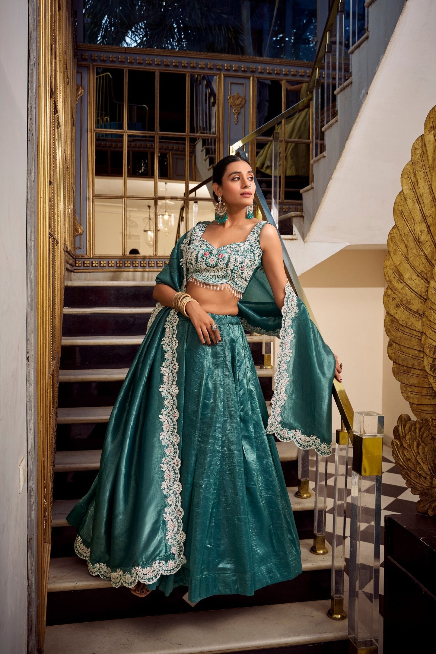 Moonlit Ivory & Frosted Silver Lehenga Choli