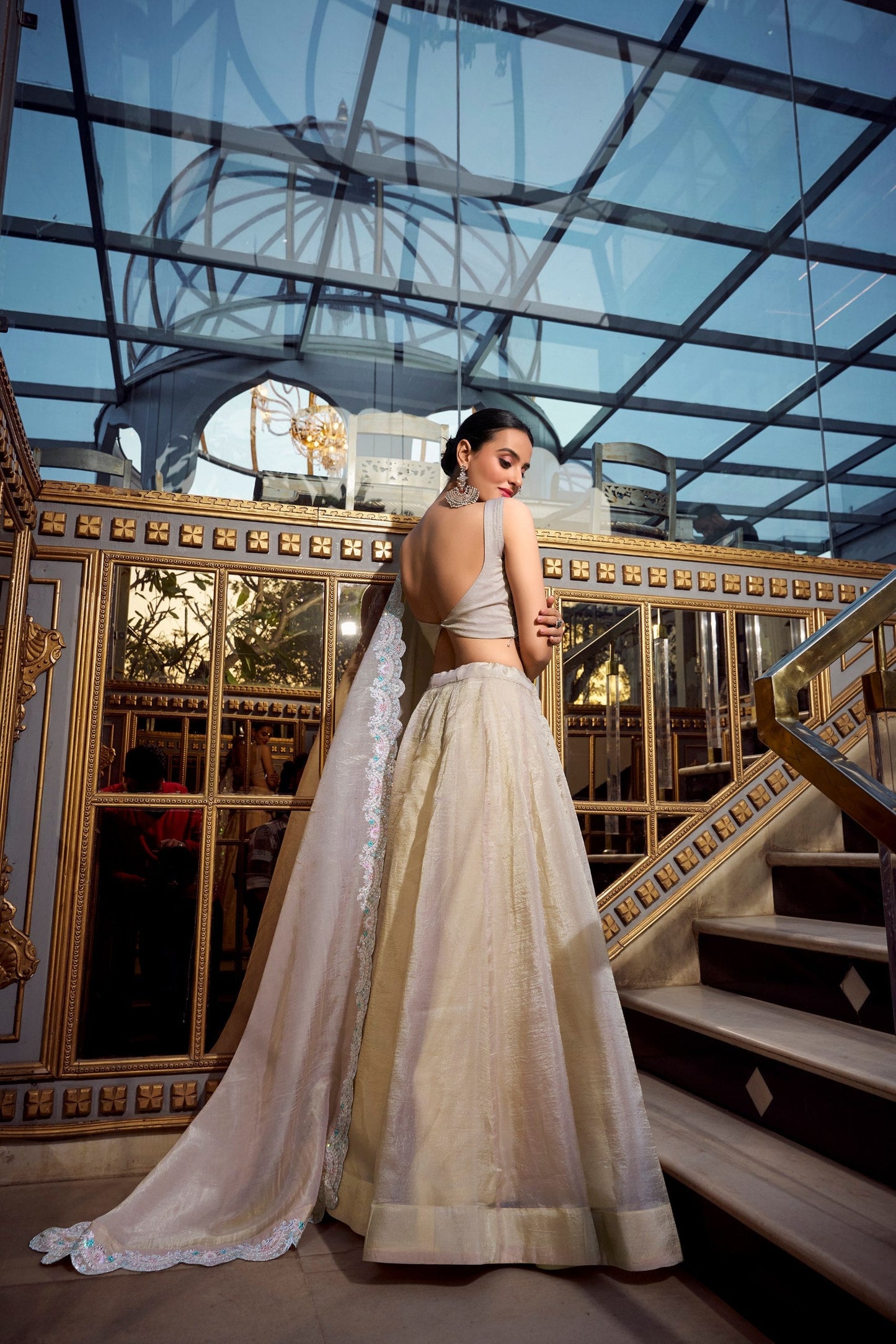 Moonlit Ivory & Frosted Silver Lehenga Choli