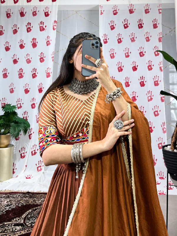 RustRegalia Silk Pure Chanderi Lehenga Choli