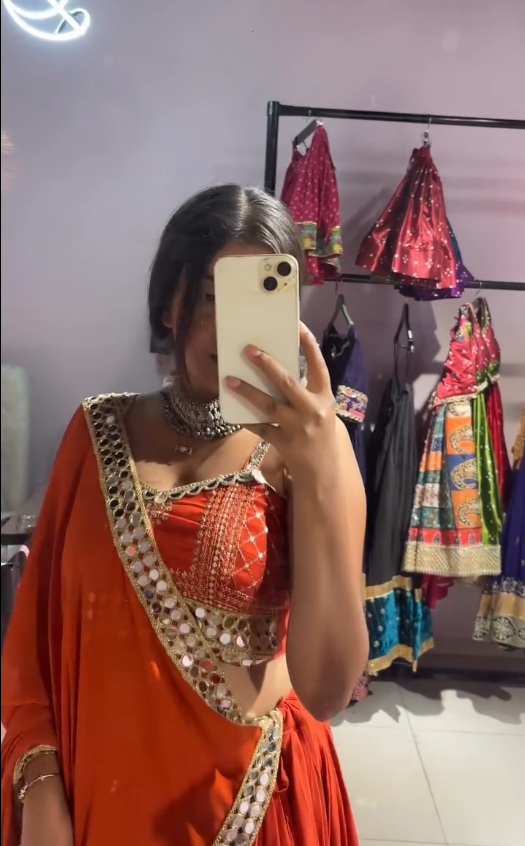 "Royal Mirror Work Chaniya Choli – Perfect for Navratri & Festive Vibes"
