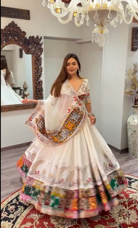 "White Traditional Mirror Work Chaniya Choli – A Heritage-Inspired Masterpiece"