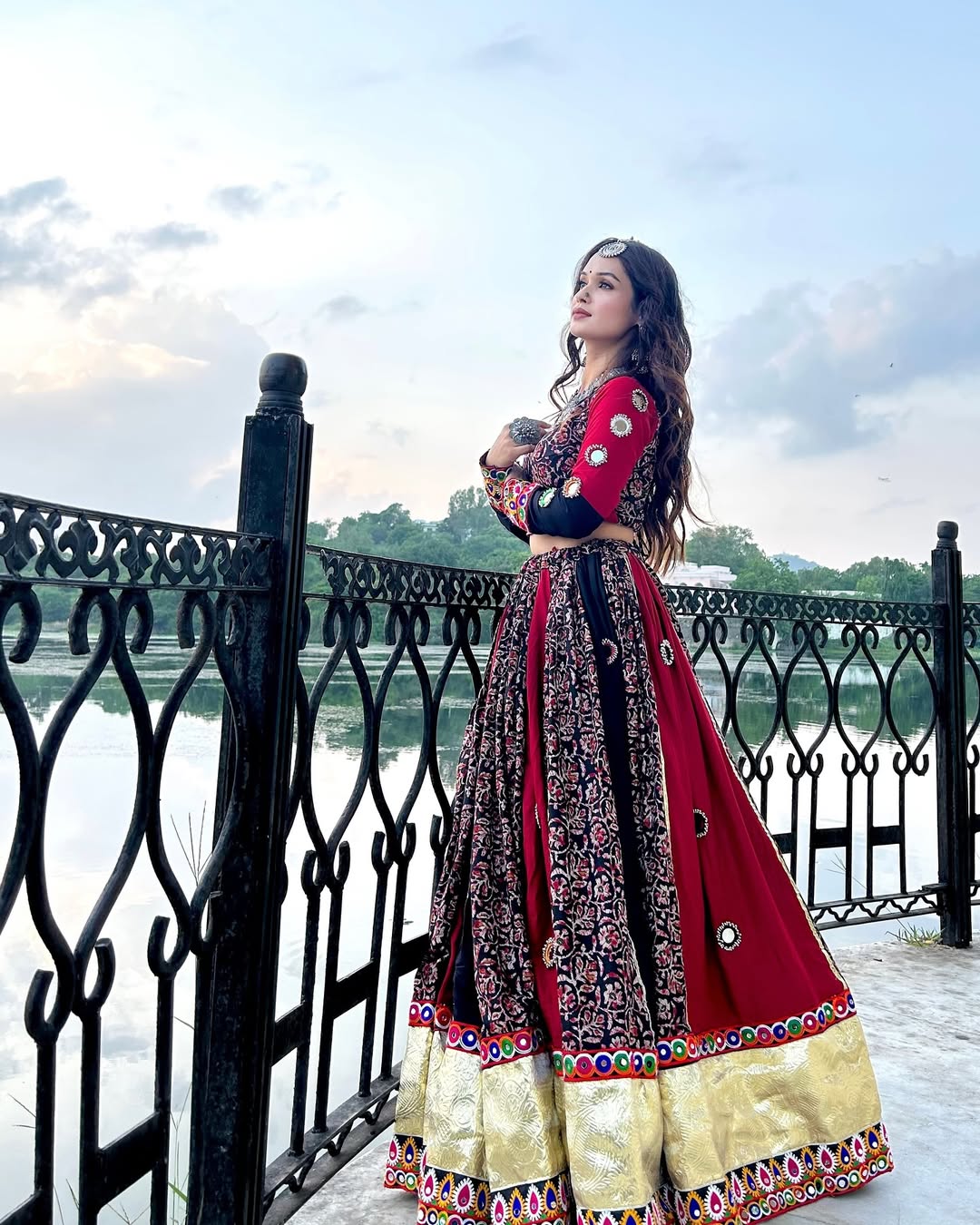 Maroon & Black Traditional Ghoomar Lehenga
