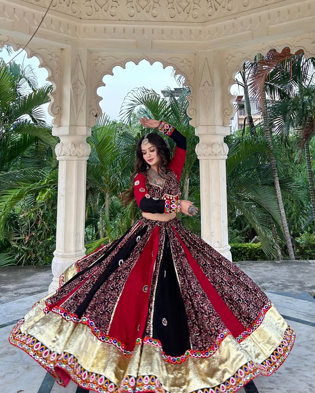 Maroon & Black Traditional Ghoomar Lehenga