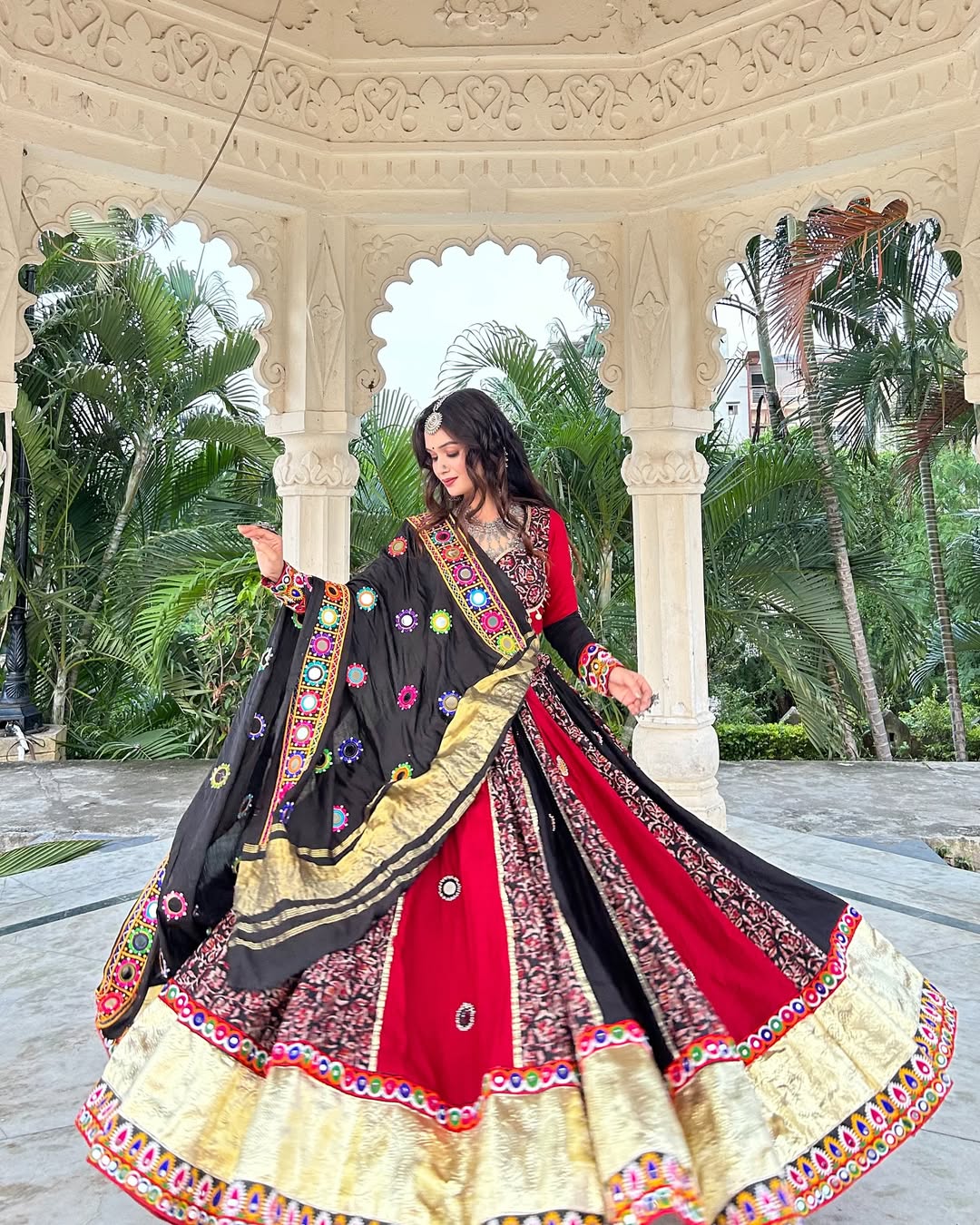 Maroon & Black Traditional Ghoomar Lehenga