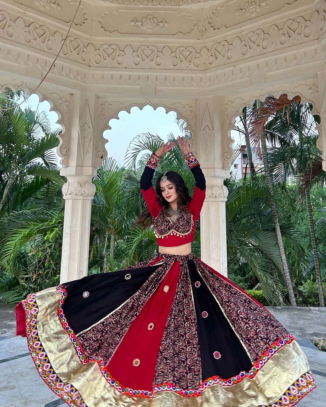Maroon & Black Traditional Ghoomar Lehenga