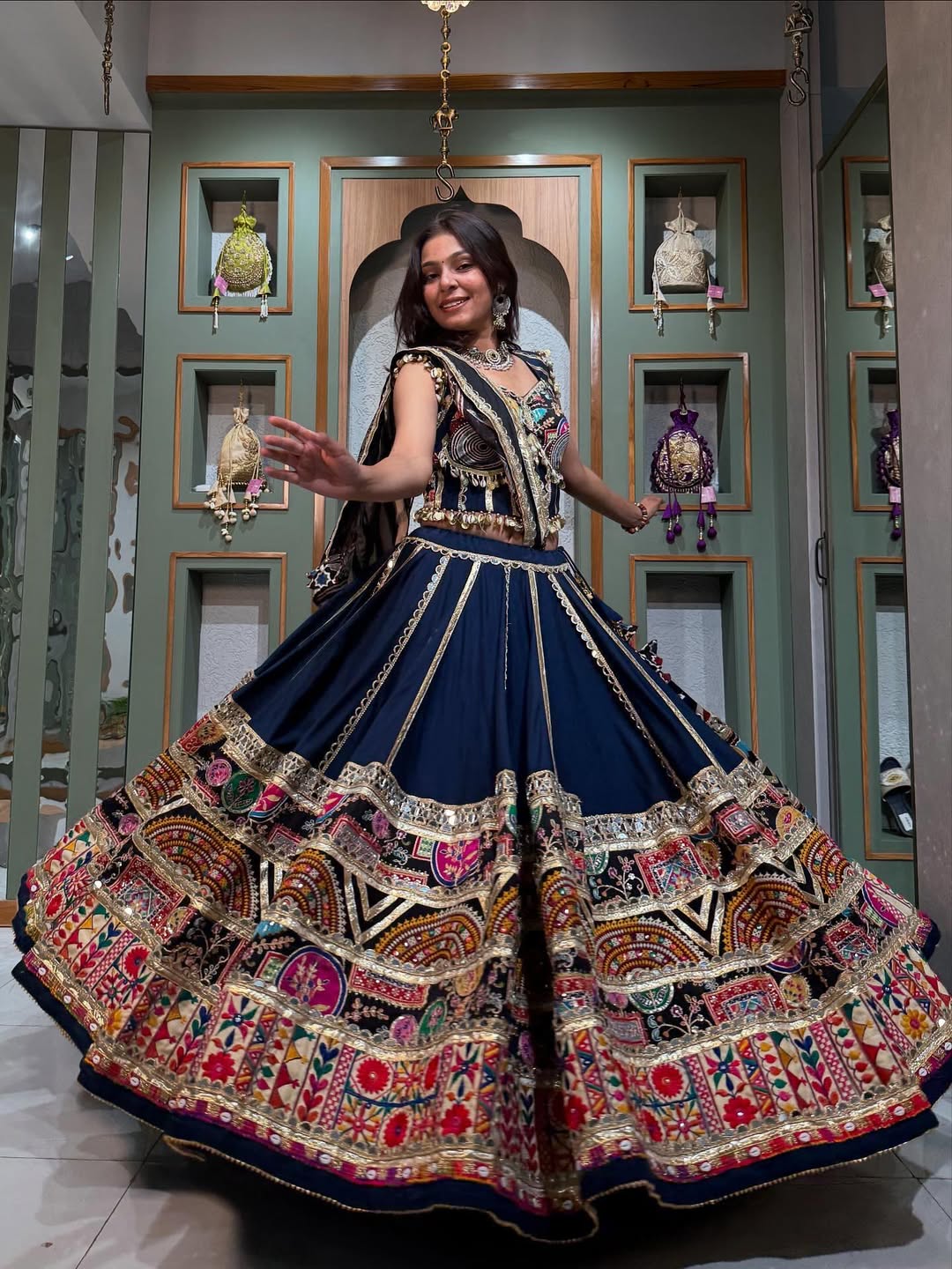 Royal Blue Heritage Lehenga