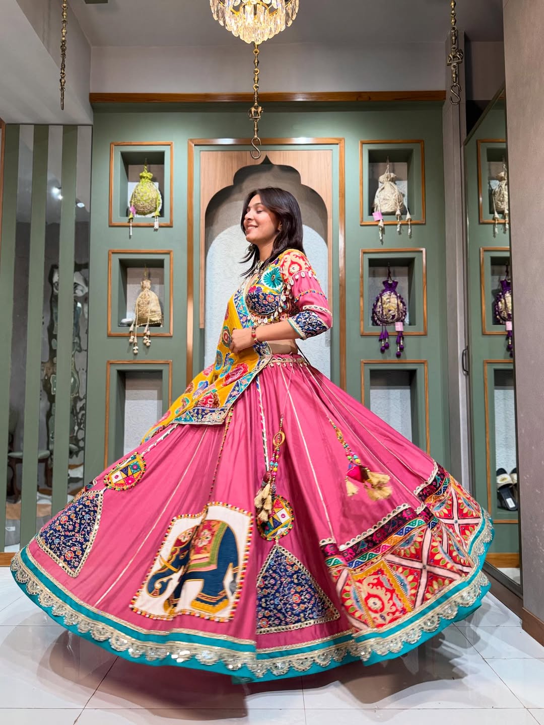Festive Pink Patola Lehenga