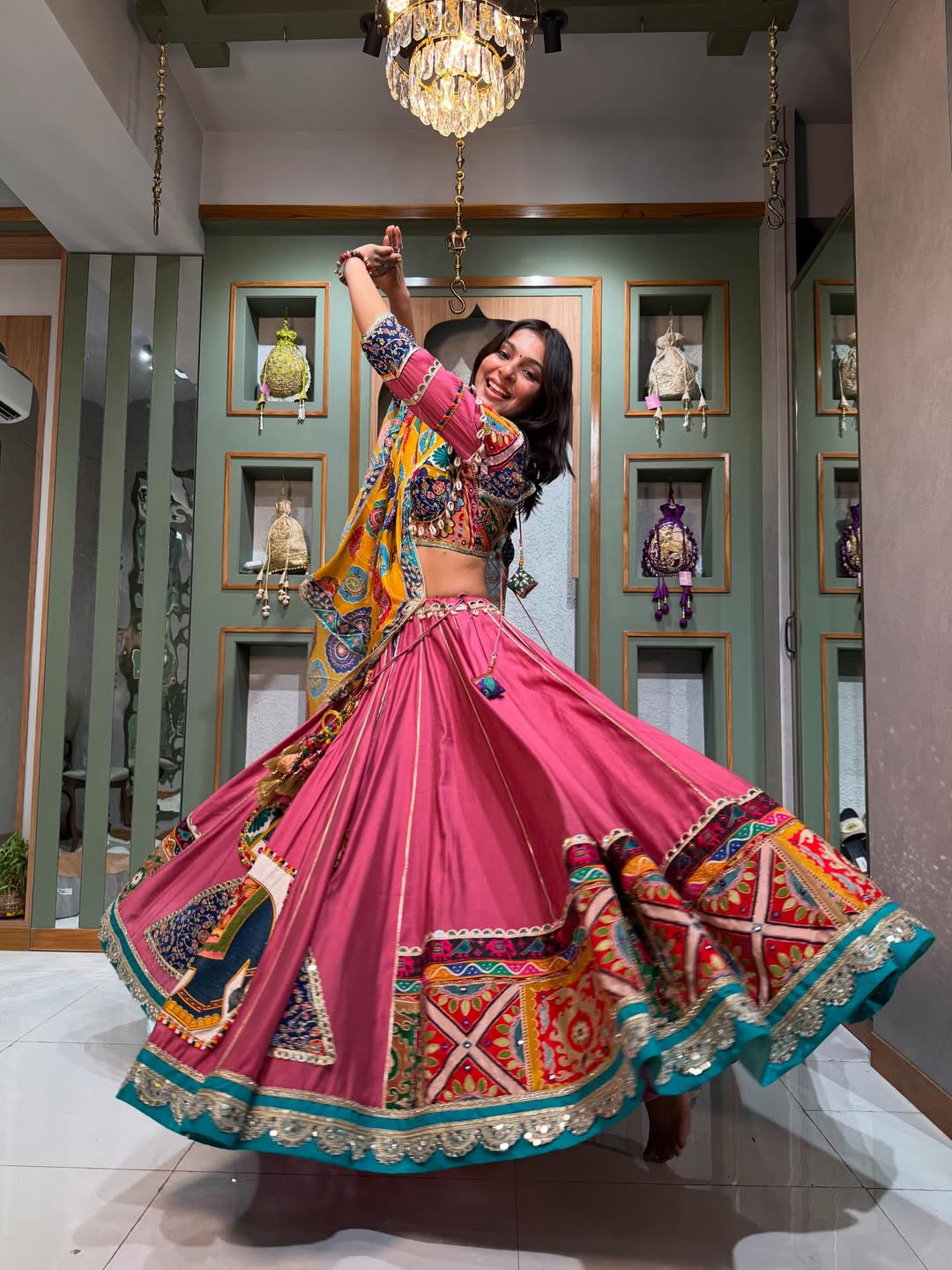 Festive Pink Patola Lehenga