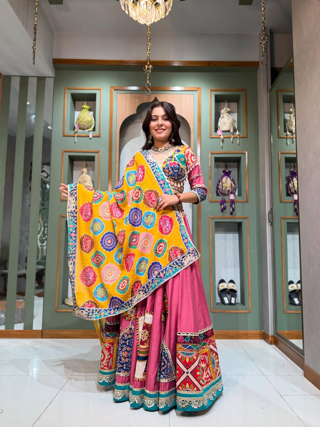 Festive Pink Patola Lehenga
