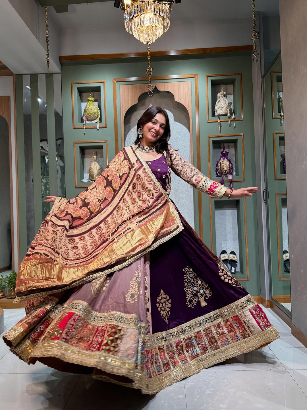 Lavender Majesty Purple Lehenga with Mirror & Resham Work