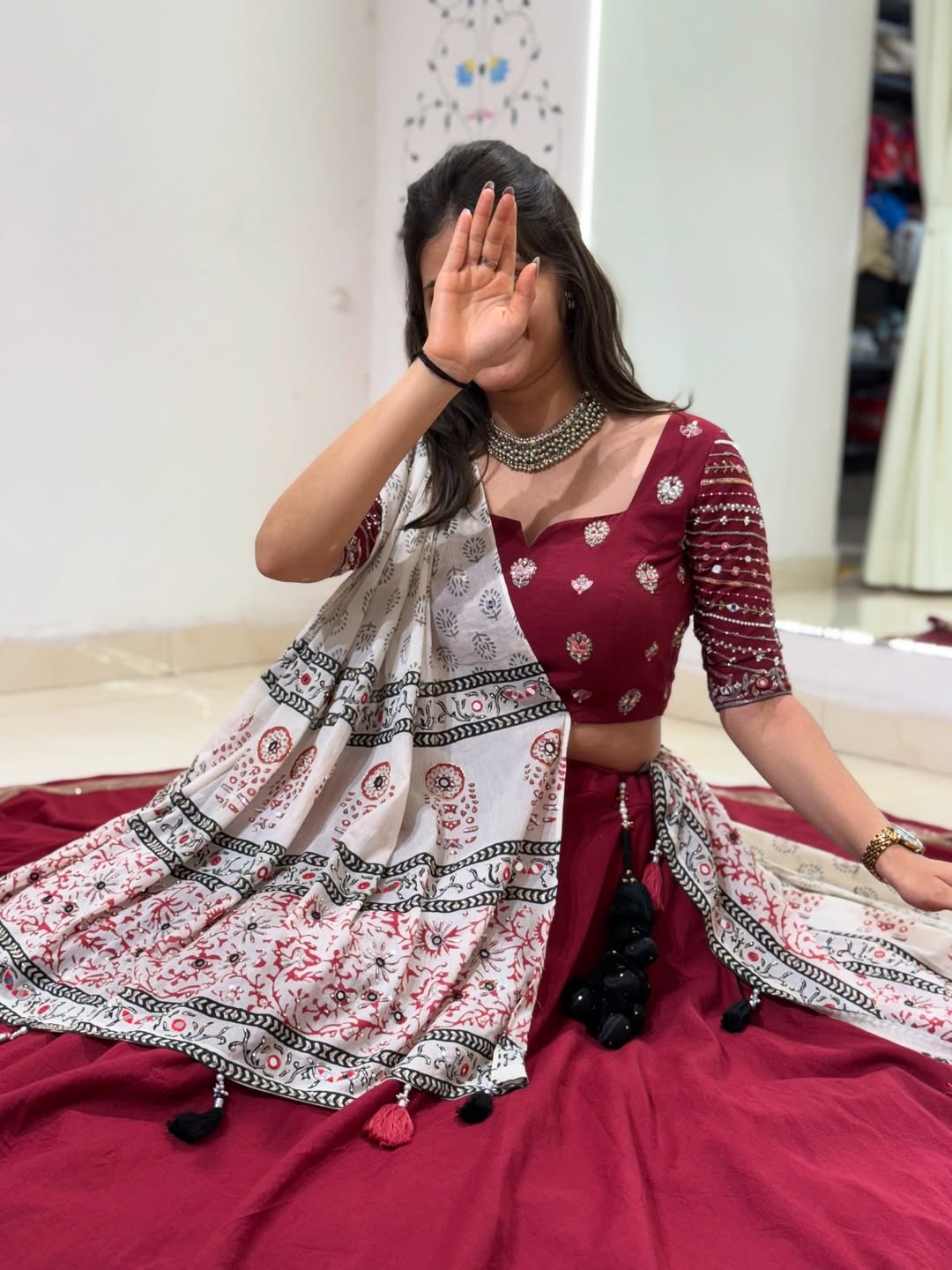 Wine Red Designer Lehenga