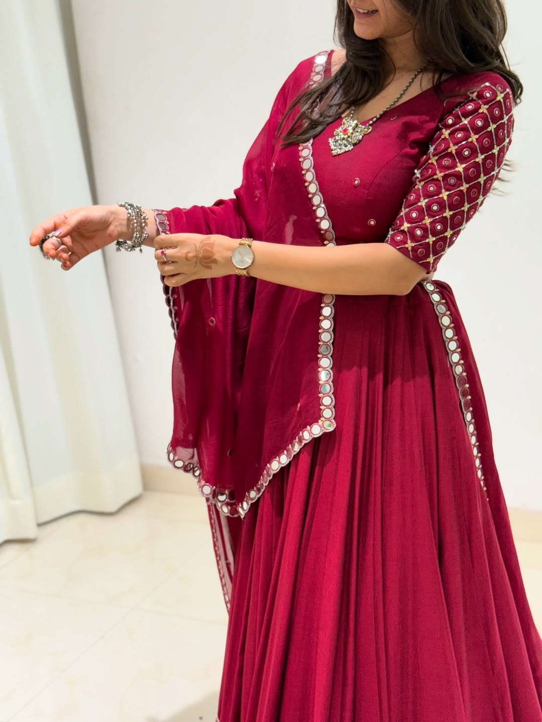 Maroon Embroidered Bridal Lehenga Set