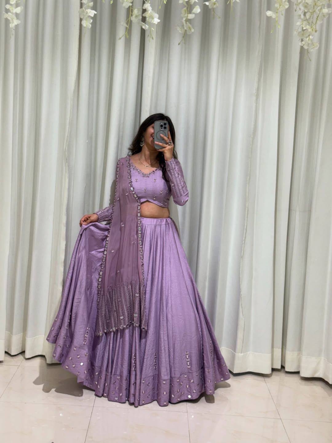 Lavender Embroidered Lehenga