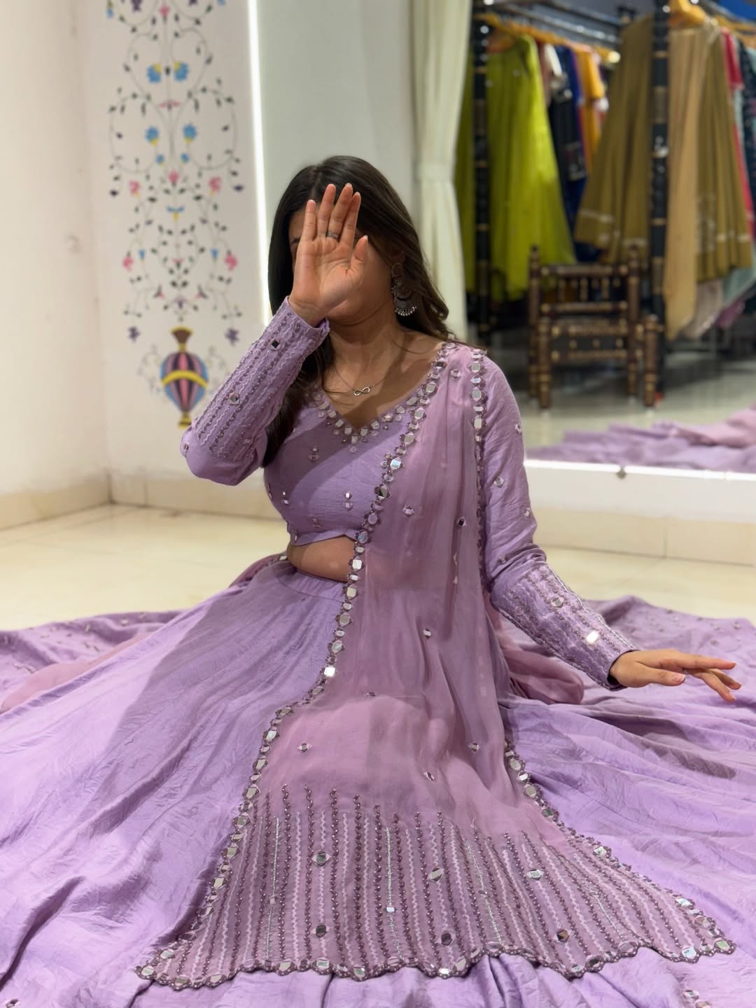 Lavender Embroidered Lehenga